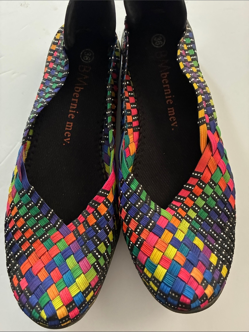 bernie mev. Rainbow Woven Ballet Flats , size 6 in excellent condition Fun